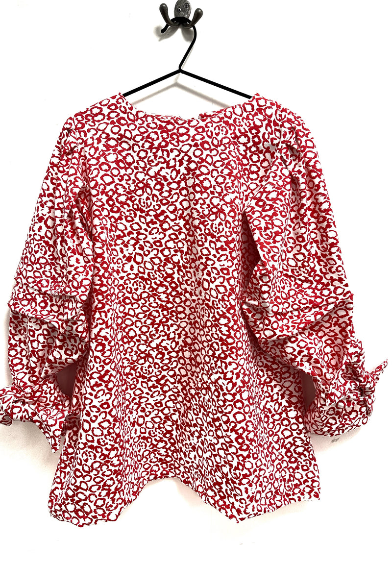 Rach Shirt Giant Bows - Red - White Animal Pattern