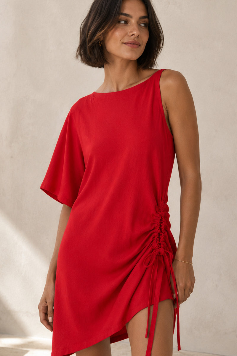 Sootè Top - Cotton Asymmetric Draw String Side
