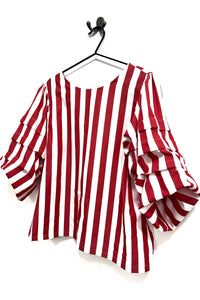 Rach Shirt Short Sleeves - Red & White Stripes