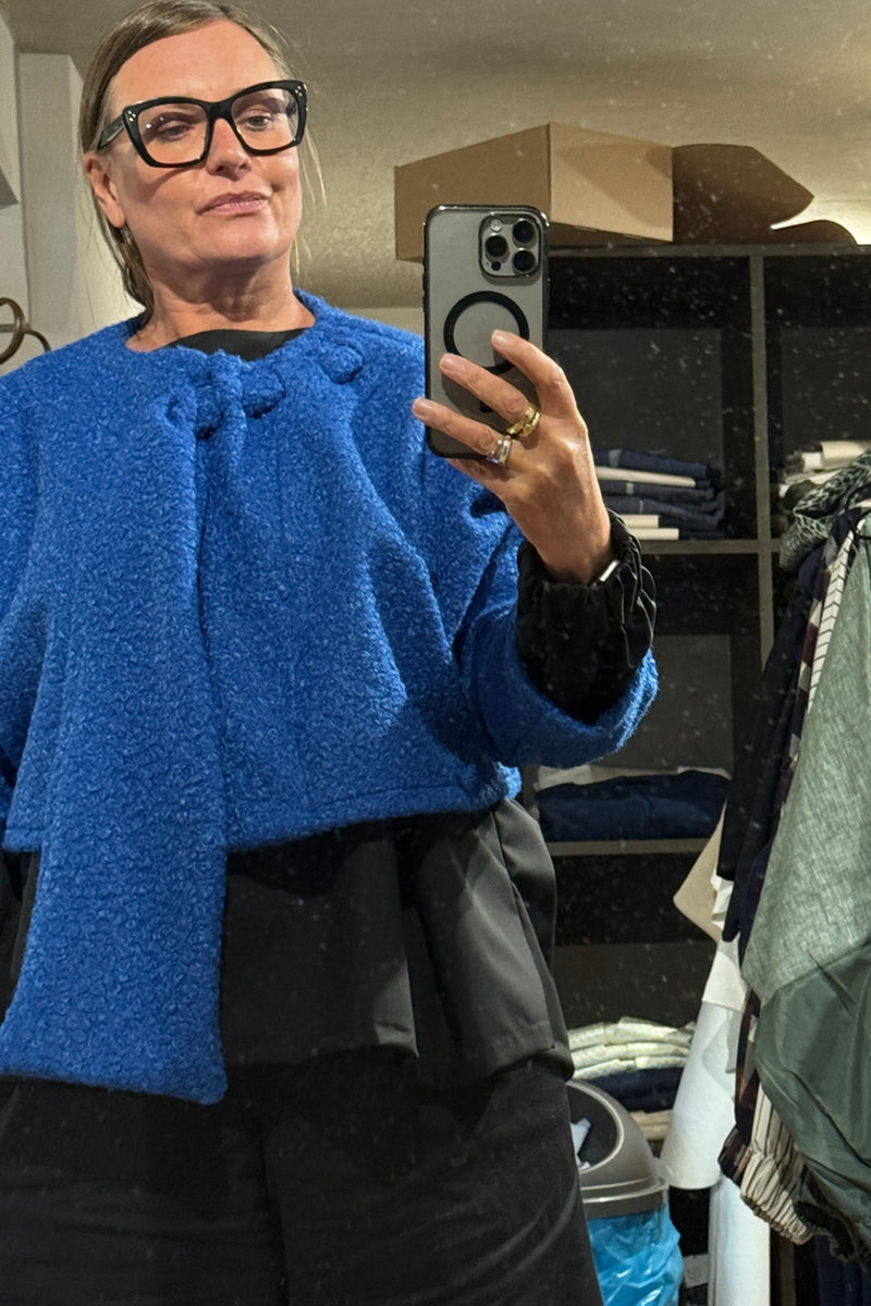 Baya Jacket with Scarf - Blue Boucle