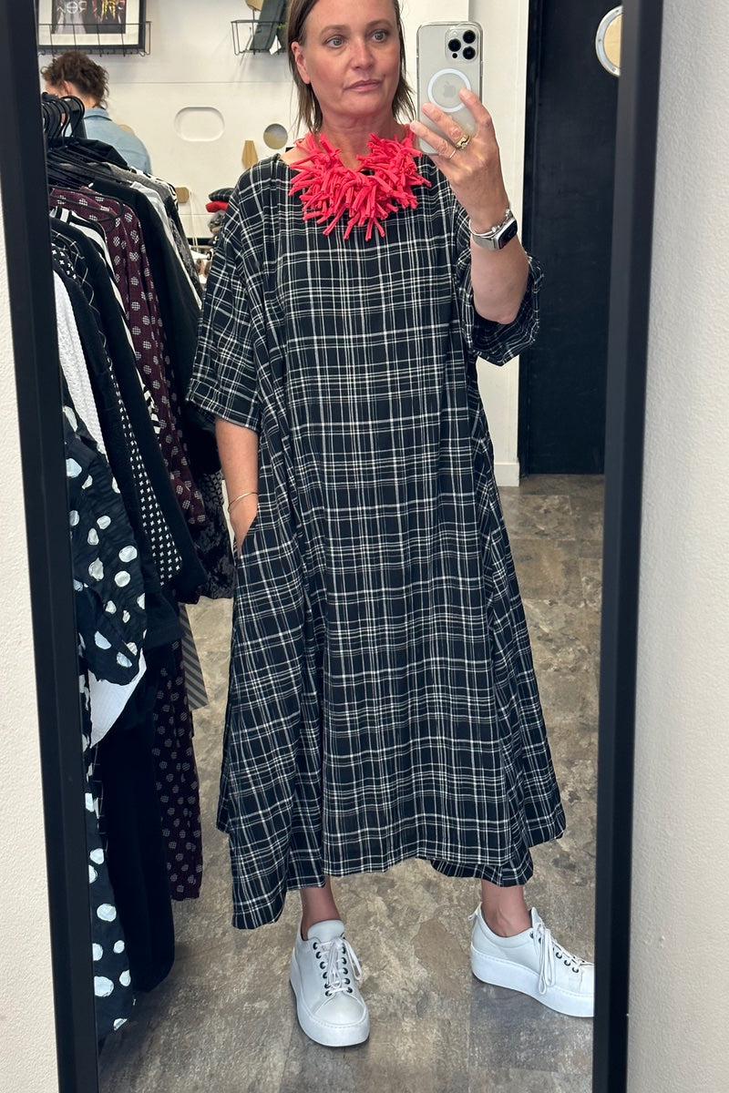 Zana - Longer Length Grid Aline Dress
