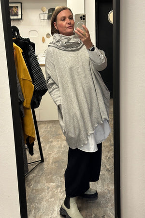 Runch Neck Jumper - Jersey Rib Grey