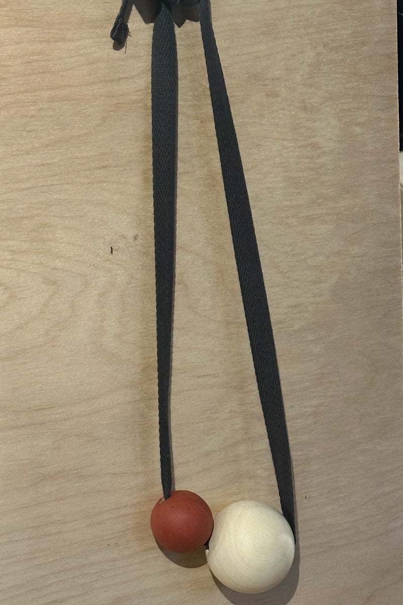 Alty. - Giant Ball Necklace - Grey Strap - Natural and Rust Ball