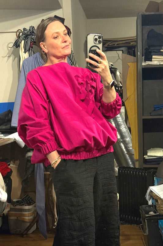 Sooper Cotton Cerise Puff Shirt Top