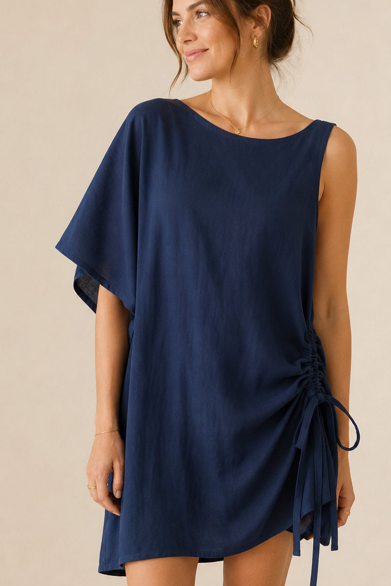 Sootè Top - Cotton Asymmetric Draw String Side