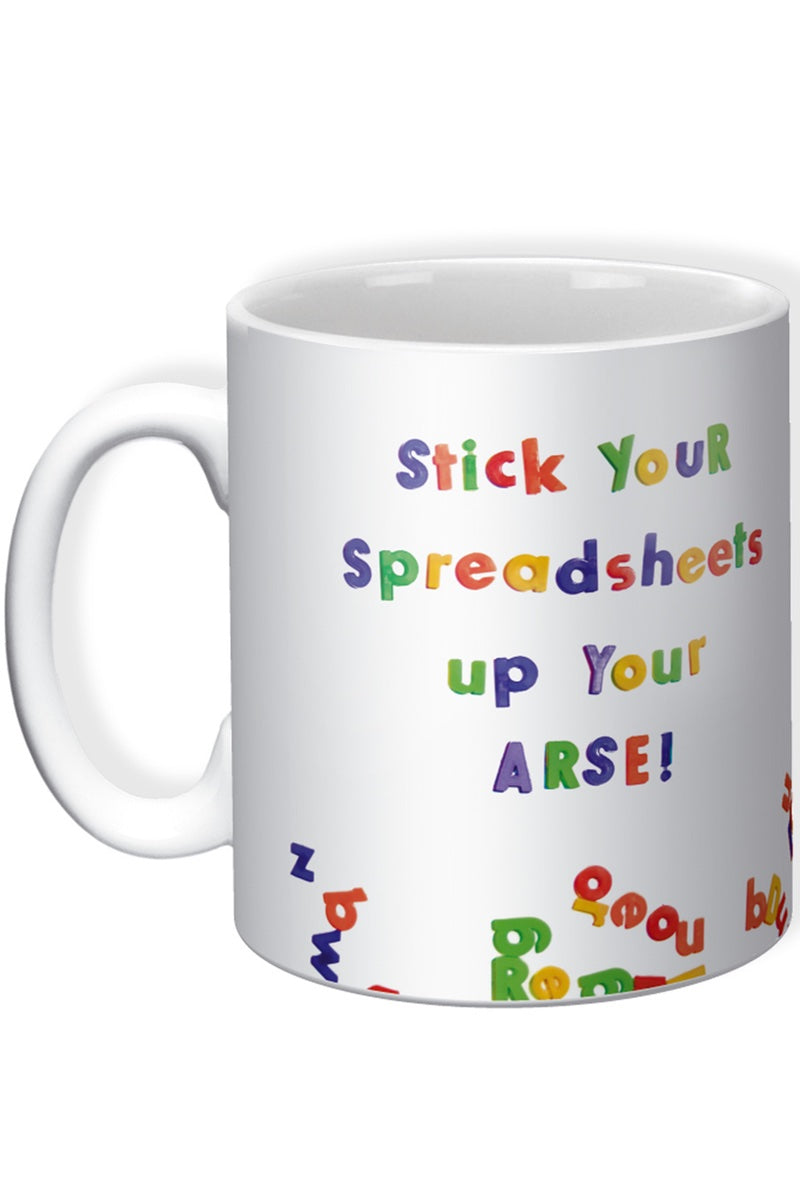 RUDE BOXED MUG STICK YOUR SPREADSHEETS BY BRAINBOX CANDY
