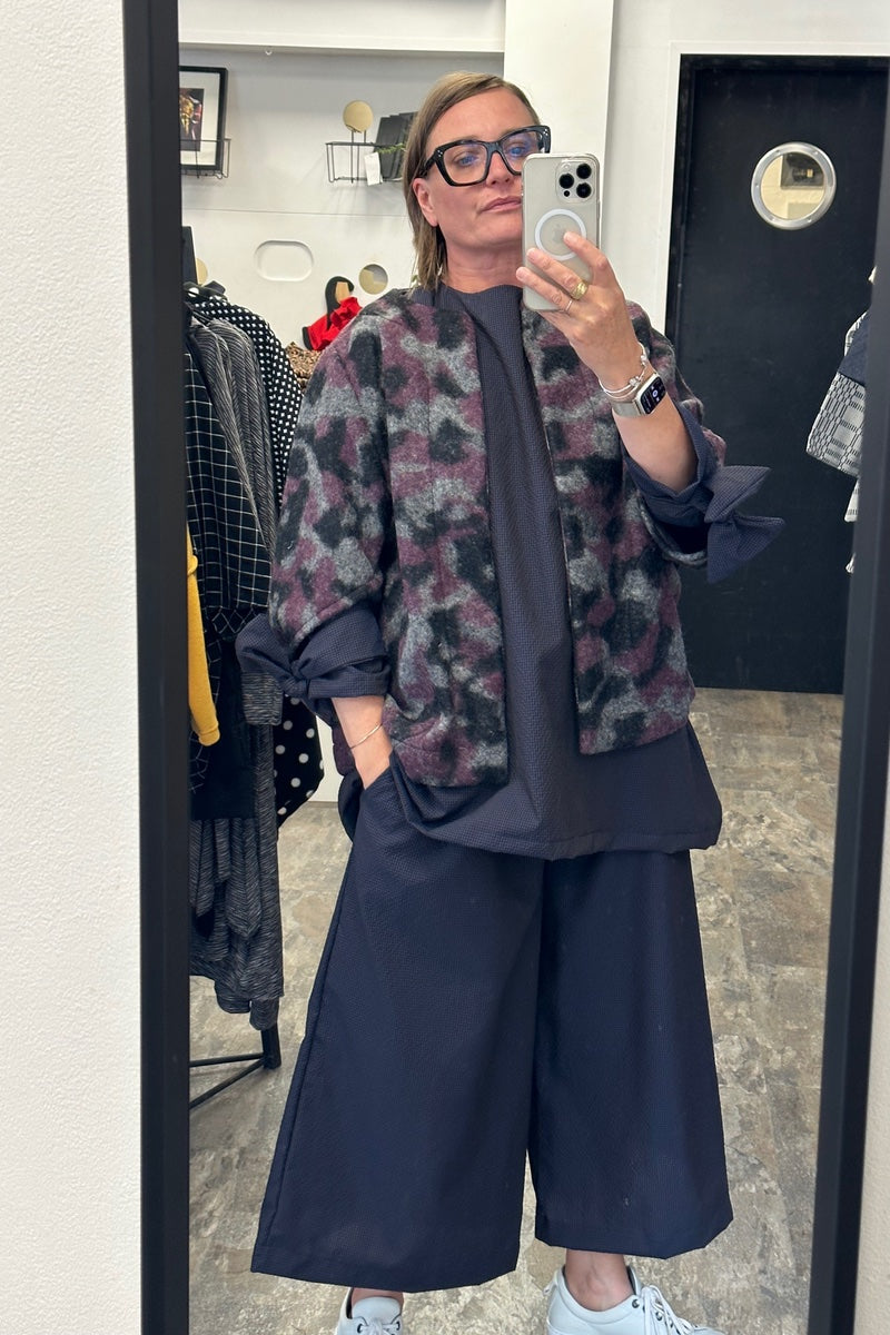 Kimono - Aubergine Grey Black Splodge Felted Wool
