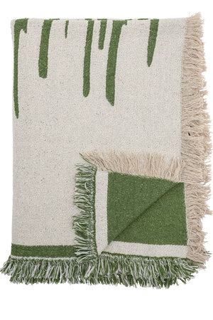 Throw Blanket - Hannah Recylced Cotton Green Block Dash