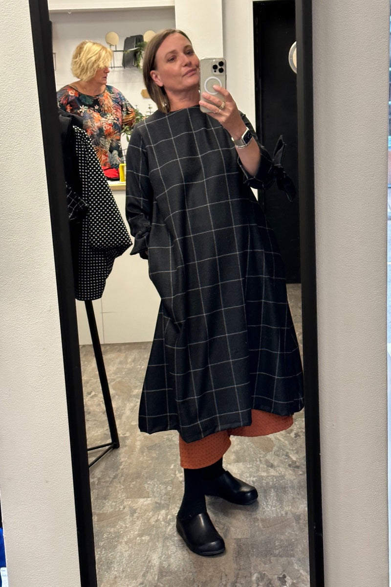 Totes Grey Wool White Check Dress