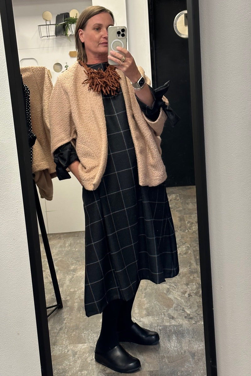 Totes Grey Wool White Check Dress
