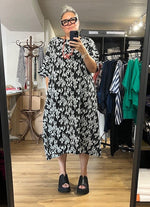 Zana Dress - Black  + White Aztec Pattern Longer Length