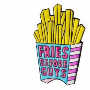 fries before guys blue pink and yellow pin badge adult stocking fillers Rew Clothing