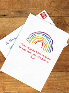 funny rude postcard REW cheer up rainbow