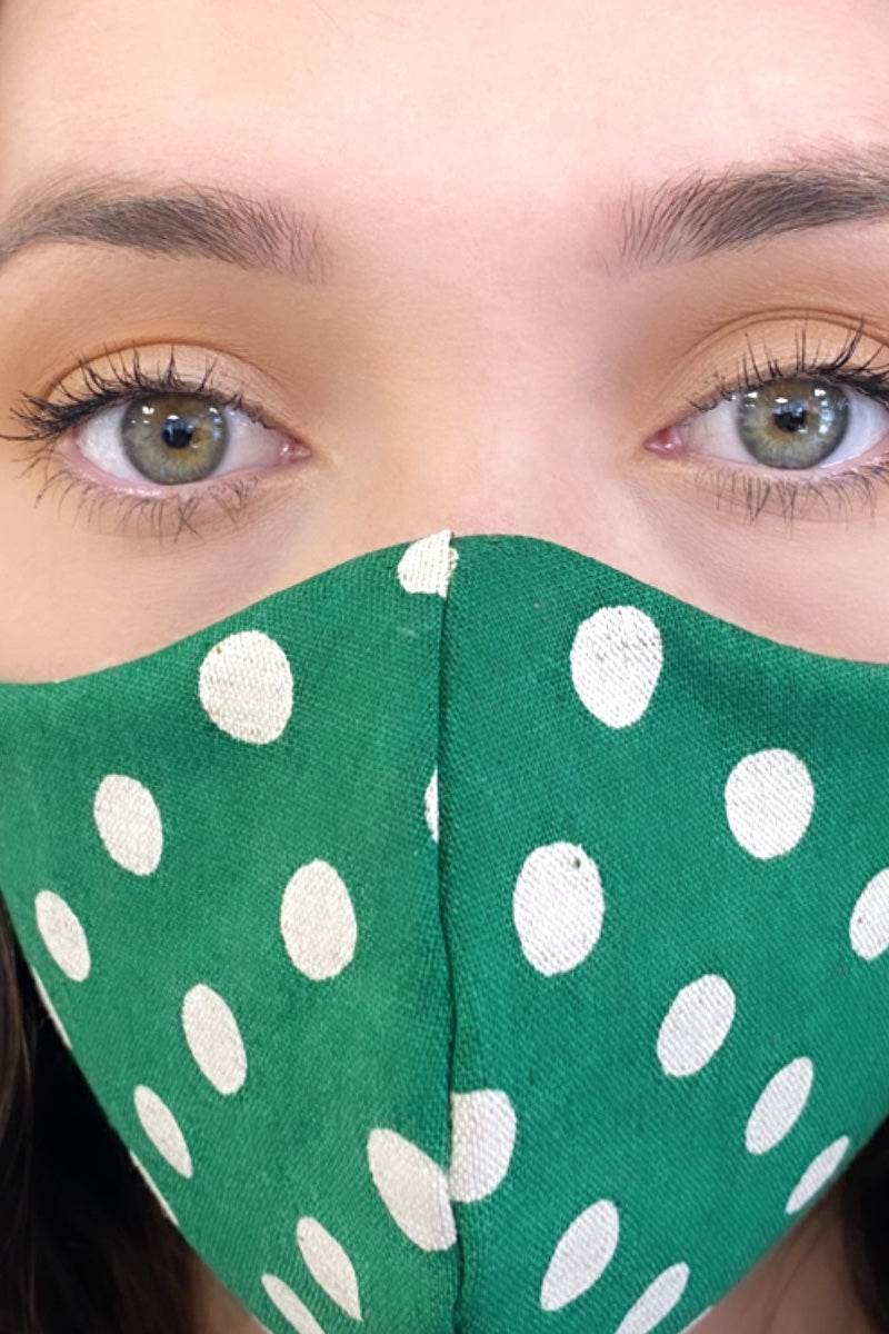 Face Mask - Polka Dot Green