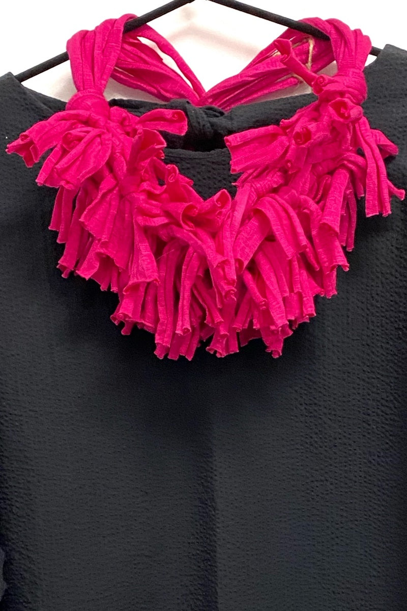 Abby - Cerise Pink Unusual Tassel Necklace