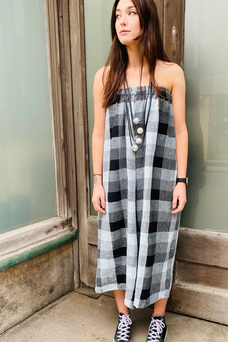 Jumpsuit - Duck Egg Blue Checked Loose Fit All In One