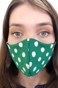 bright green polka dot face mask