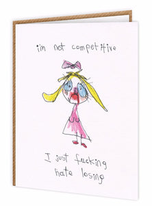 illustrated hate losing funny card