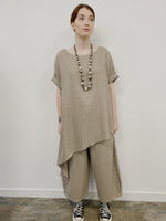 Polly - Beige Waffle wool Asymmetrical Top