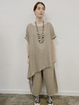 Polly - Beige Waffle wool Asymmetrical Top