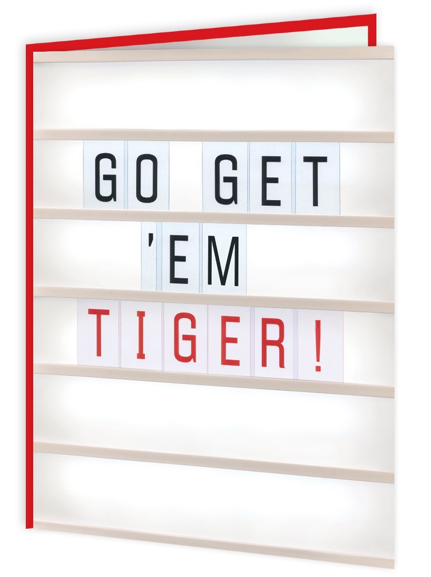 'go get em tiger' funky card