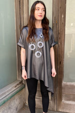 Polly - Silver Slouch T Shirt