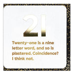 gold foiled funny 21st birthday card 