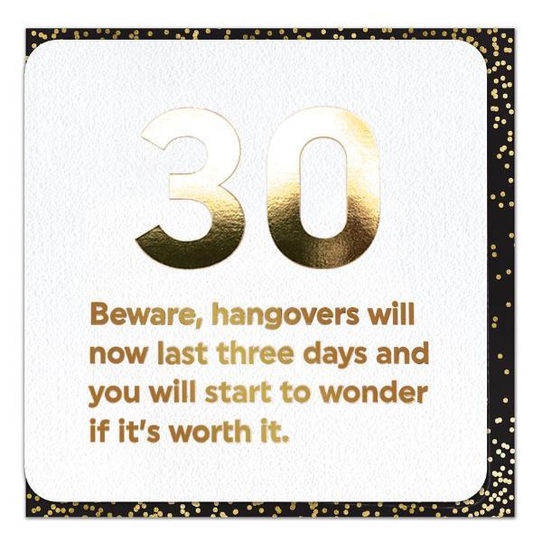 funny 30th birthday card foil printed gold
