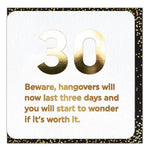 funny 30th birthday card foil printed gold