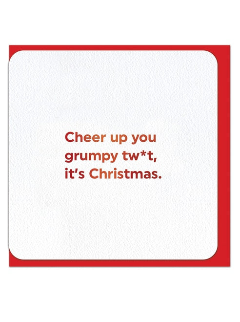 funny modern foil Christmas card grumpy scrooge