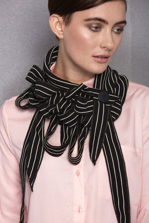 Milly - Black and Cream Striped Scarf
