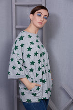 marl grey and green star leisurewear