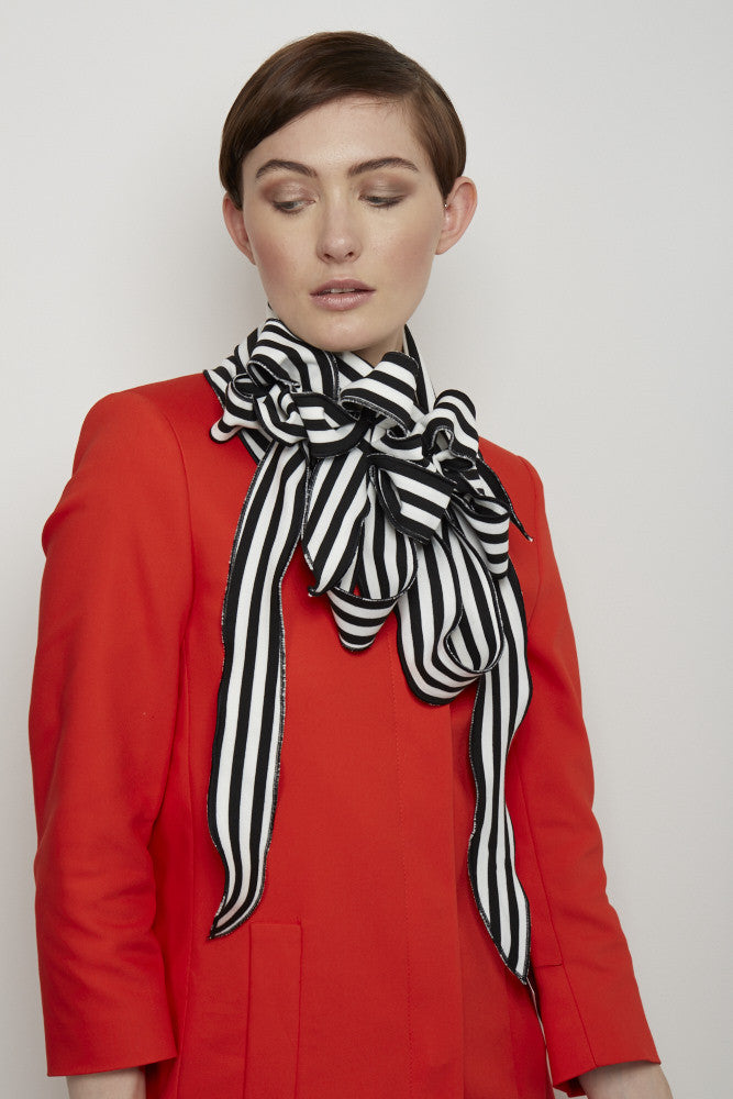 On trend striped scarf in black and white
