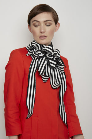 On trend striped scarf in black and white
