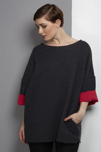 pink and grey slouch jumper rew clothing