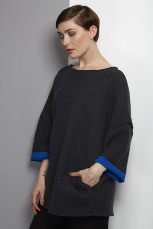 Slouch Jumper - Grey/Lime