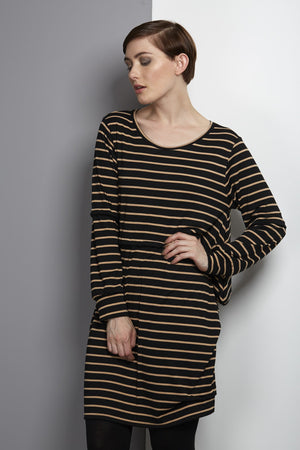 Rach Dress - Frisian Pleated Tunic CREAM + NAVY