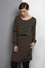 Rach Dress - Frisian Pleated Tunic CREAM + NAVY