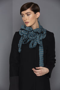 chevron design turquoise, black and silver scarf