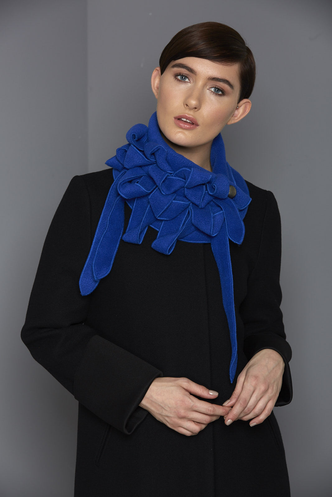 Ellie - Royal Blue Fleece Collar Scarf – REW