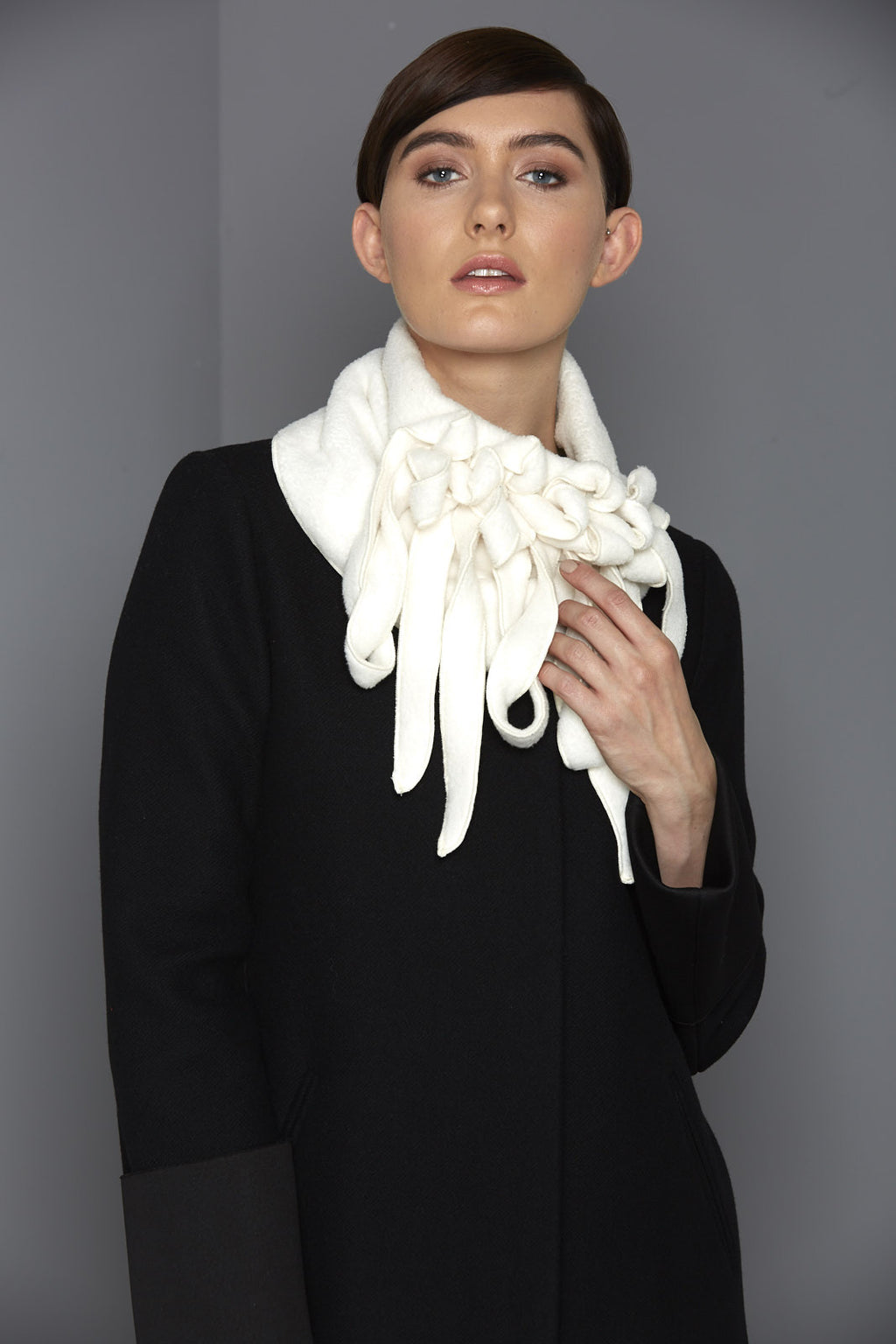 winter white fleece scarf