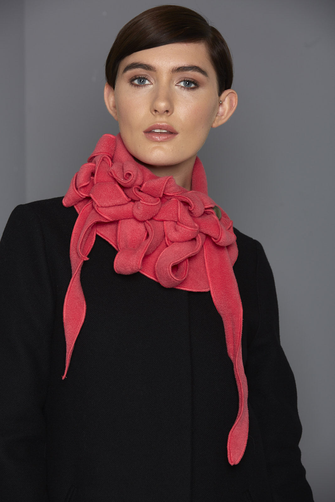 bright pink fleece scarf