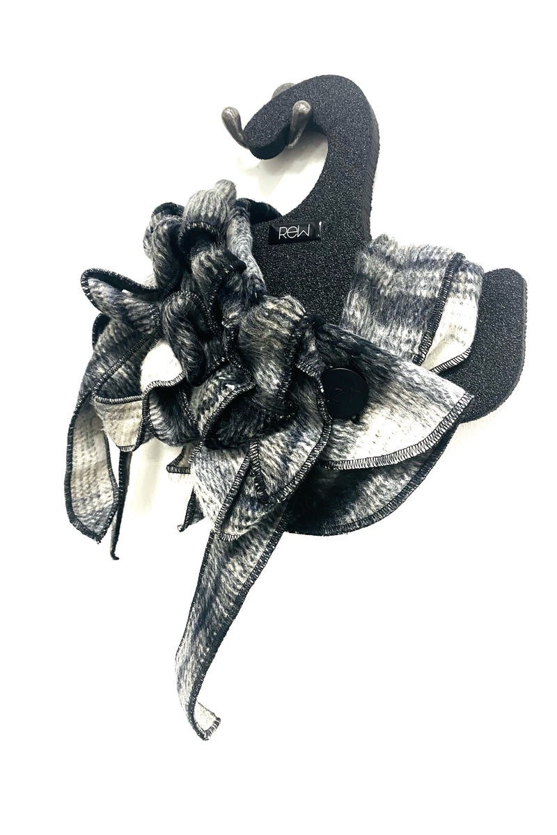 Soft Grey Wool Checked Scarf Collar