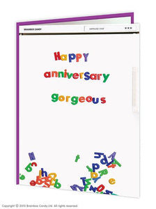'happy anniversary gorgeous' card