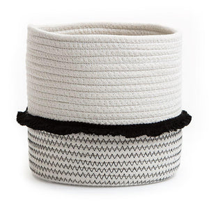 Medium Cotton Rope Storage Basket With Black Frill