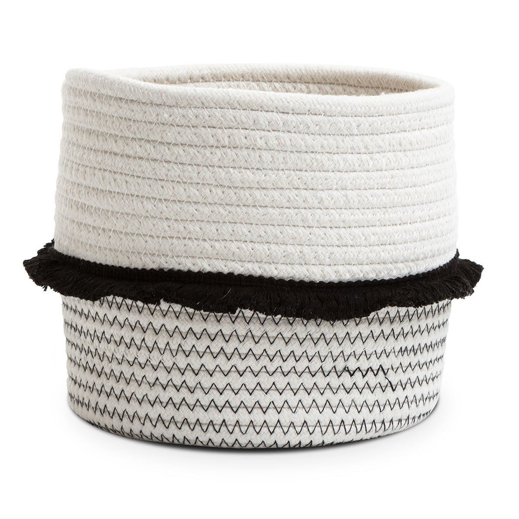 Small Cotton Rope Storage Basket With Black Frill