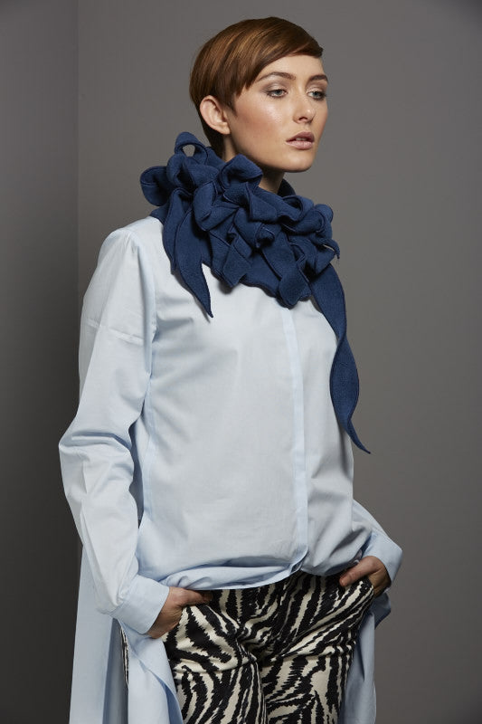 denim blue collar scarf
