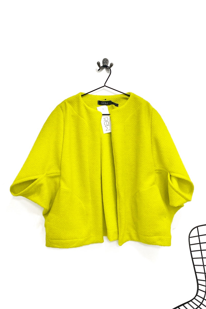 Bouclé Wool Kimono Jacket Canary Yellow