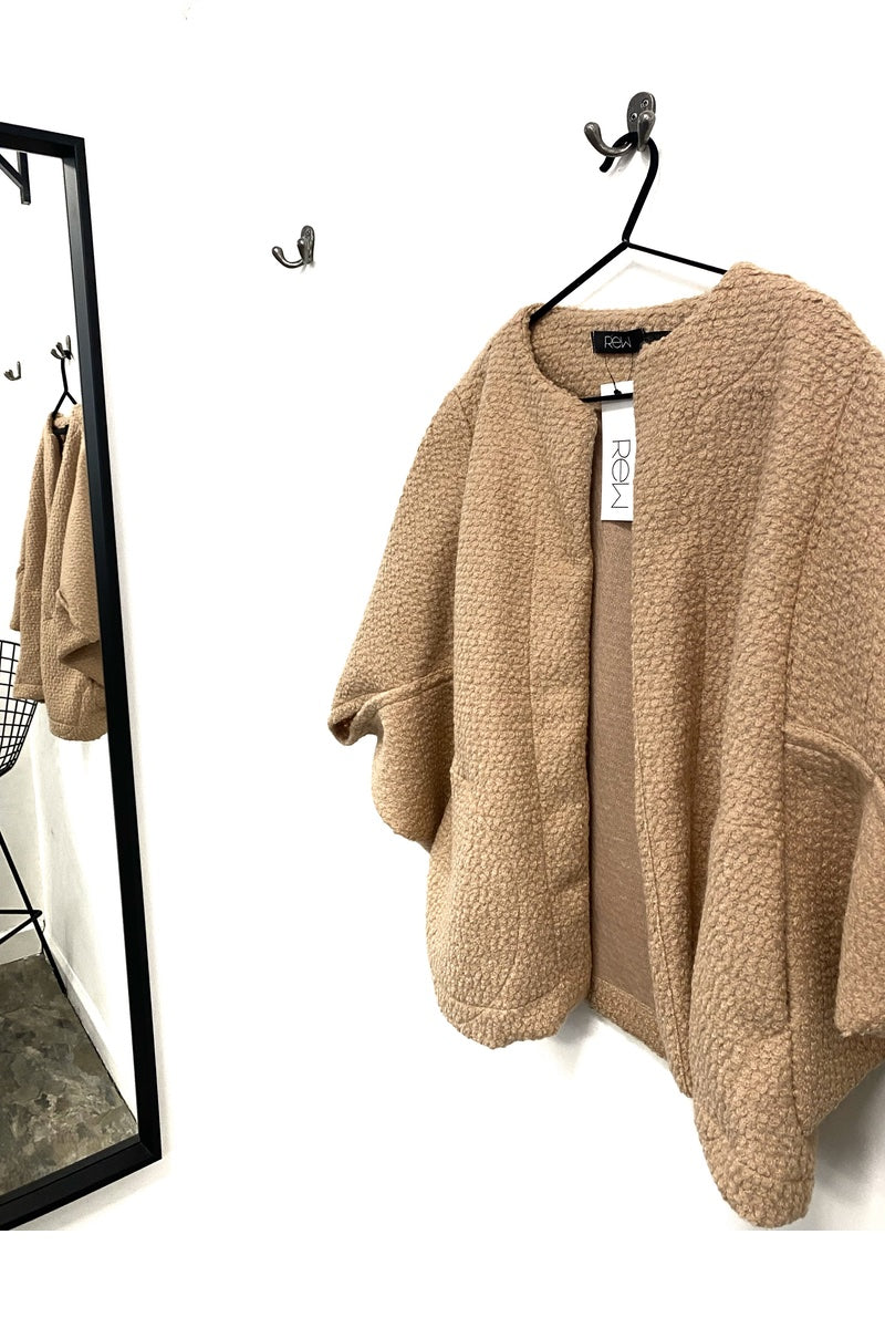 Bouclé Wool Kimono Jacket Caramel