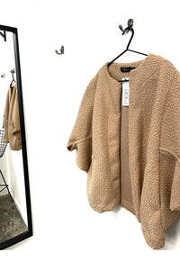 Bouclé Wool Kimono Jacket Caramel